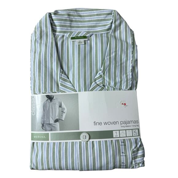 2006 Merona Fine Woven blue striped pajamas set new in package size XL - Picture 1 of 3